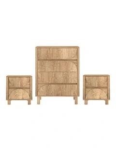 4 Chest of Drawers Dresser Tallboy and 2 Bedside Tables - Foil-laminated Particleboard & MDF / oak