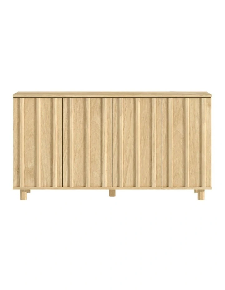 Modern Fluted Sideboard Cabinet In Light Oak - Foil-laminated Particleboard & MDF image 1