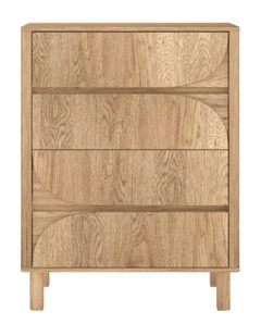 4 Drawer Chest of Drawers Tallboy Dresser - Foil-laminated Particleboard & MDF / oak