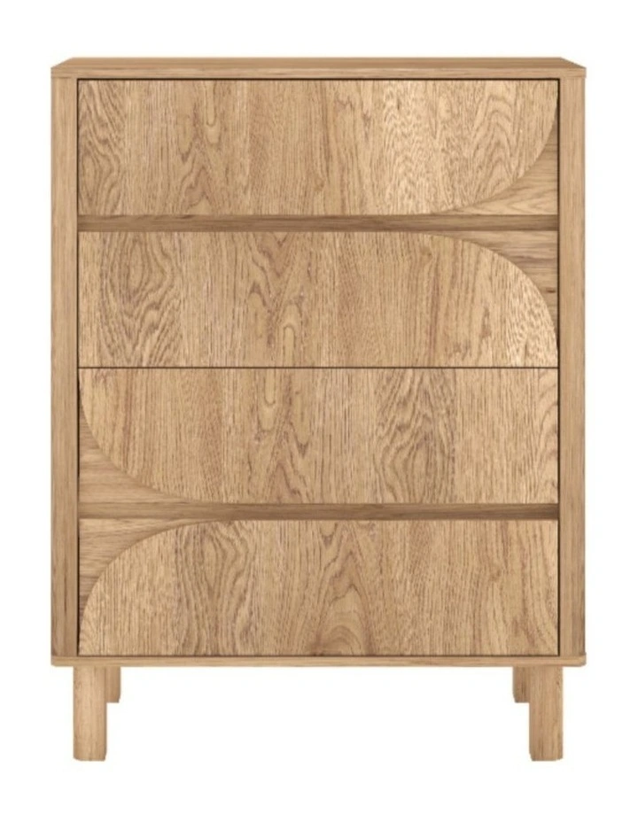 4 Drawer Chest of Drawers Tallboy Dresser - Foil-laminated Particleboard & MDF / oak image 1