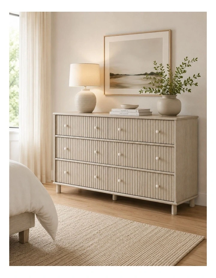 Coastal Modern 6 Chest Of Drawers - Foil-laminated Particleboard & MDF / oak image 3