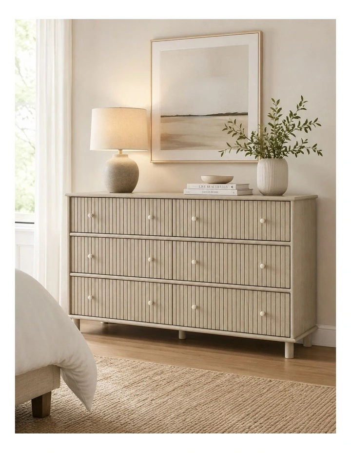 Coastal Modern 6 Chest Of Drawers - Foil-laminated Particleboard & MDF / oak image 4