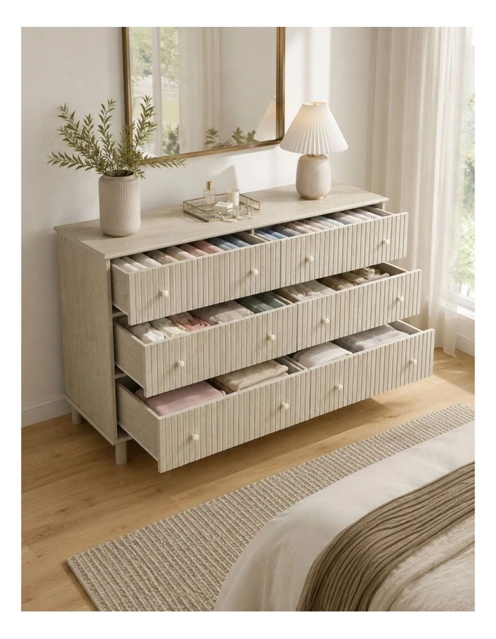 Coastal Modern 6 Chest Of Drawers - Foil-laminated Particleboard & MDF / oak image 5