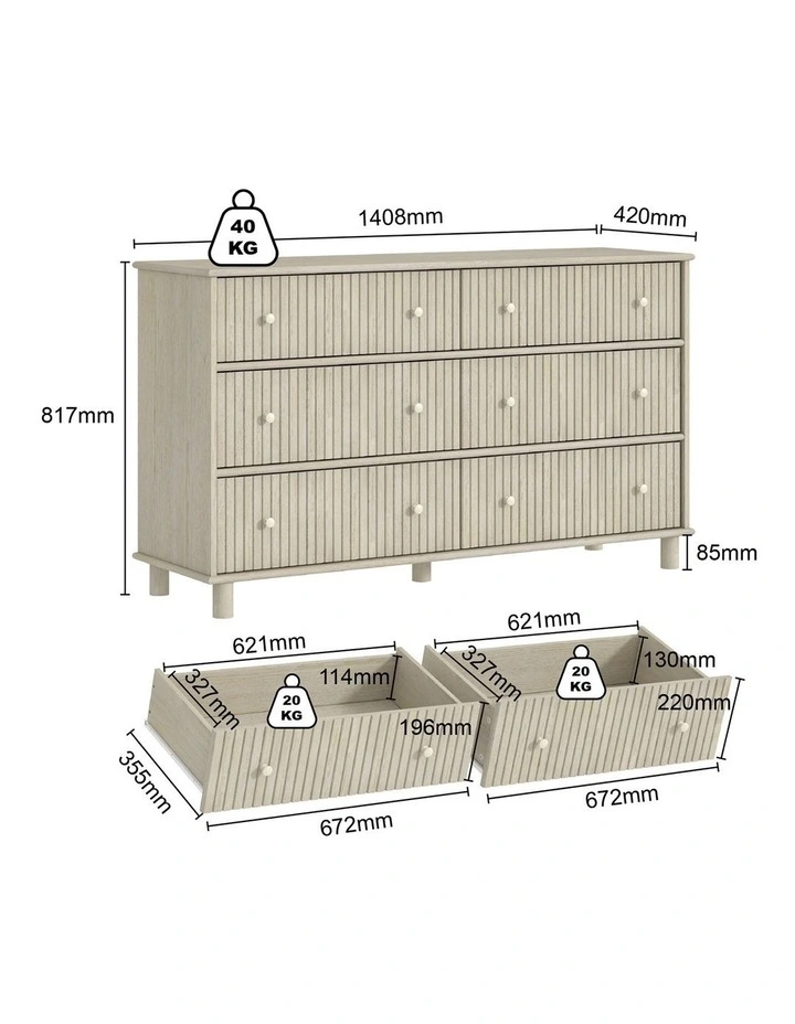 Coastal Modern 6 Chest Of Drawers - Foil-laminated Particleboard & MDF / oak image 6