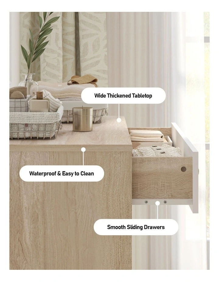Adriana Chest Of 5 Drawers Tallboy Dressers Storage - Foil-laminated Particleboard & MDF / white image 5