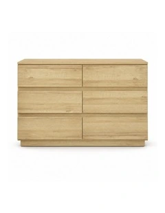 6 Chest of Drawers Lowboy Dresser Storage Cabinet Bedroom Oak - Foil-laminated Particleboard & MDF