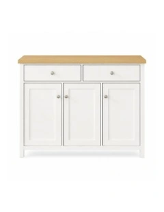 Clifton Sideboard Buffet 2-Drawer 3-Door Cabinet 120cm - MDF/Chipboard / Oak White
