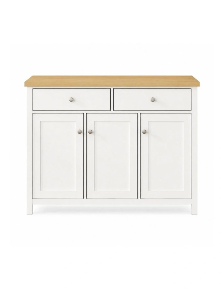 Clifton Sideboard Buffet 2-Drawer 3-Door Cabinet 120cm - MDF/Chipboard / Oak White image 1