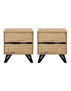 Grayson Two Drawer Bedside Table Bundle - Foil-laminated Particleboard & MDF / oak