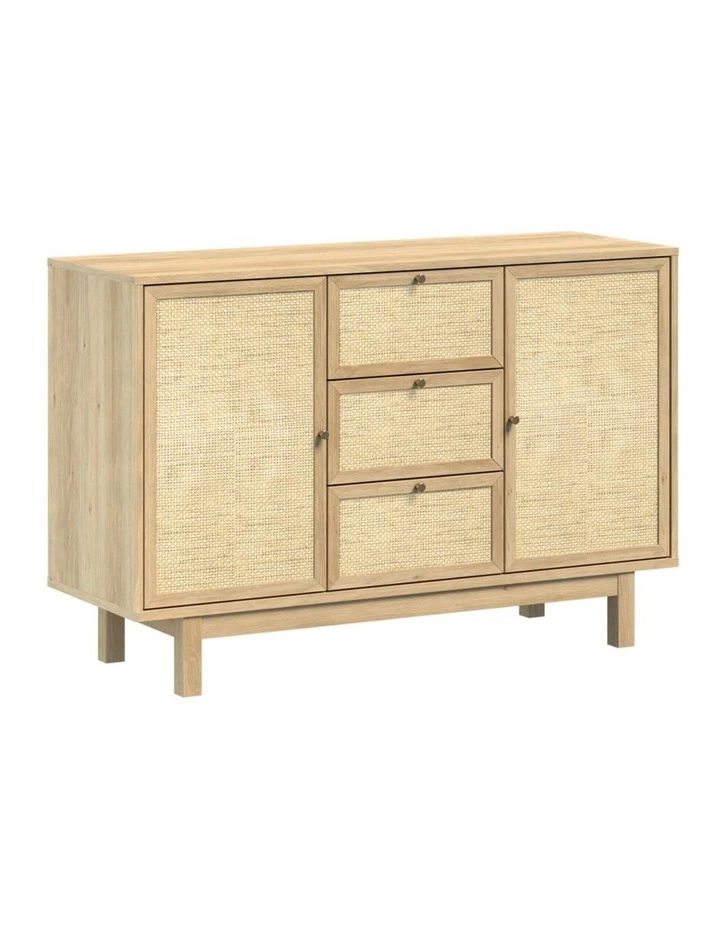 2 Door 3 Drawer Buffet Sideboard - Foil-laminated Particleboard & MDF / oak image 1