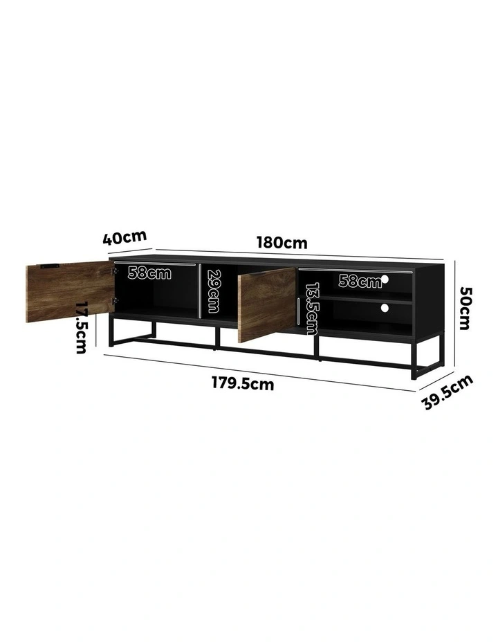 Oikiture TV Cabinet Entertainment Unit Stand Storage Shelves 180cm image 3