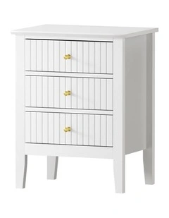Oikiture Bedside Table 3 Drawers Nightstand White
