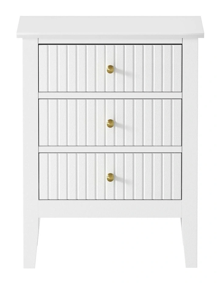 Oikiture Bedside Table 3 Drawers Nightstand White image 2