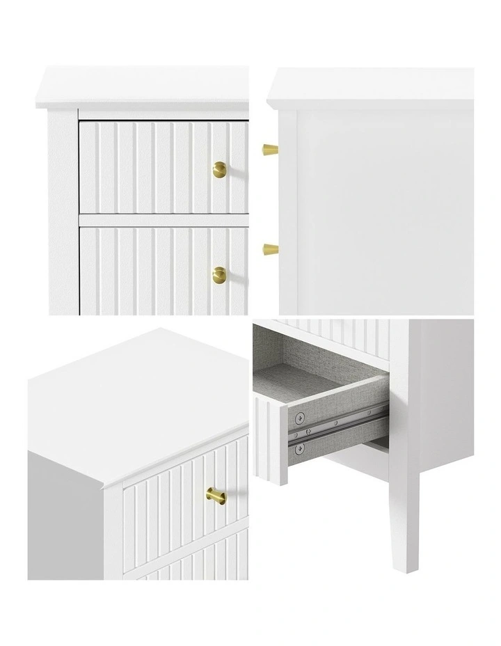 Oikiture Bedside Table 3 Drawers Nightstand White image 6