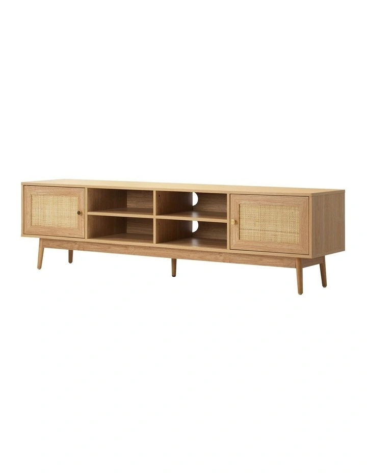 Oikiture Rattan TV Cabinet Entertainment Unit Stand 180cm image 1