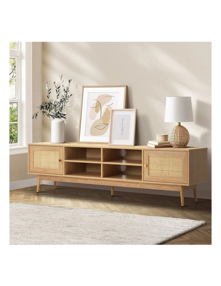 Oikiture Rattan TV Cabinet Entertainment Unit Stand 180cm image 4