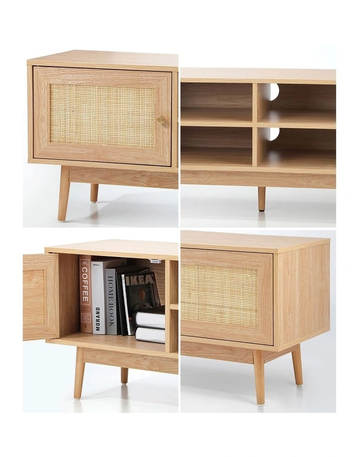Oikiture Rattan TV Cabinet Entertainment Unit Stand 180cm image 6