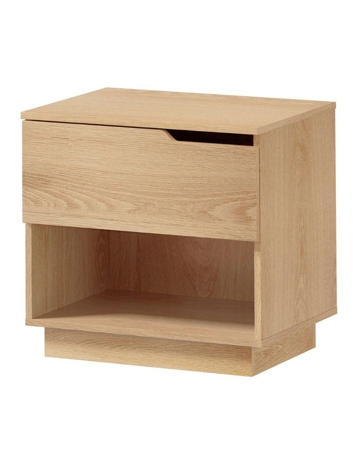 Oikiture Bedside Table 1 Drawer Storage Shelf Nightstand Natural image 1