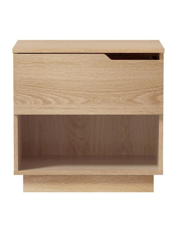 Oikiture Bedside Table 1 Drawer Storage Shelf Nightstand Natural image 2