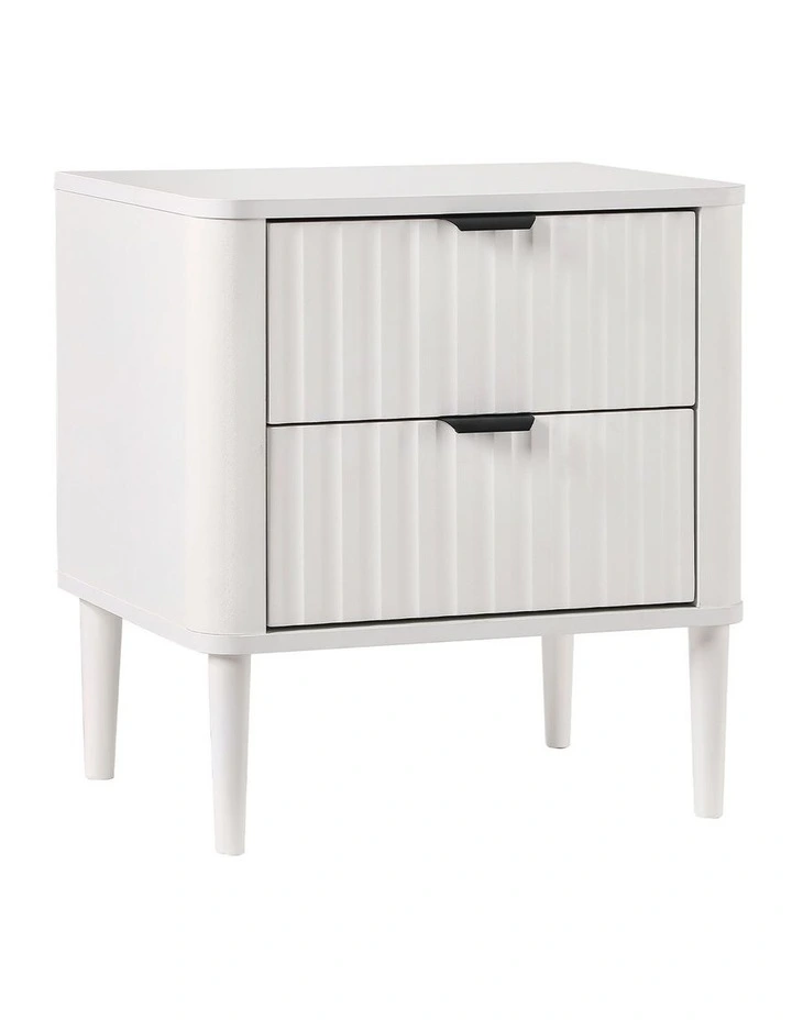 Oikiture Bedside Table Nightstand Side Storage 2 Drawers White image 1