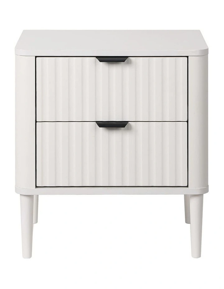 Oikiture Bedside Table Nightstand Side Storage 2 Drawers White image 2