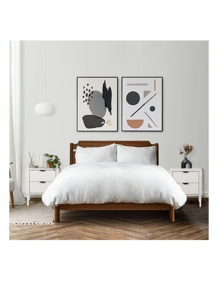Oikiture Bedside Table Nightstand Side Storage 2 Drawers White image 7