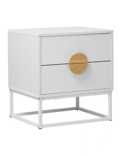 Oikiture Bedside Table Nightstand 2 Drawers Side End Table White