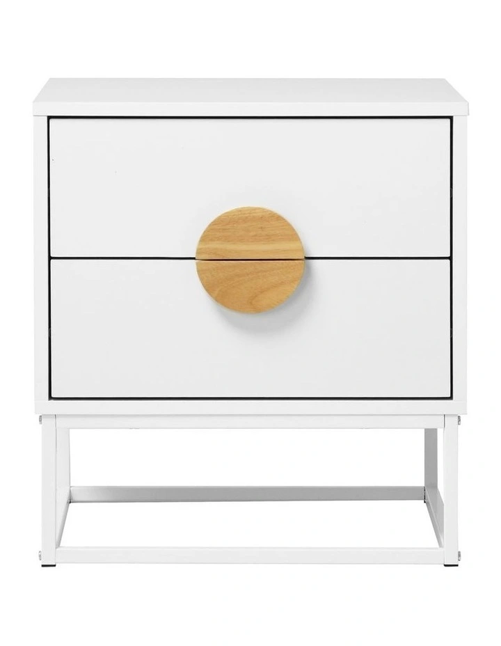 Oikiture Bedside Table Nightstand 2 Drawers Side End Table White image 2