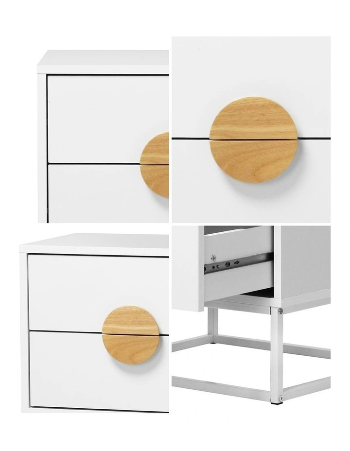 Oikiture Bedside Table Nightstand 2 Drawers Side End Table White image 6