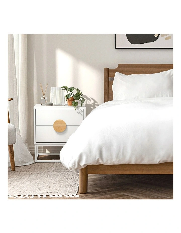 Oikiture Bedside Table Nightstand 2 Drawers Side End Table White image 7