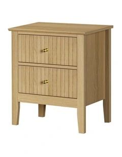 Oikiture Bedside Table 2 Drawers Nightstand Natural