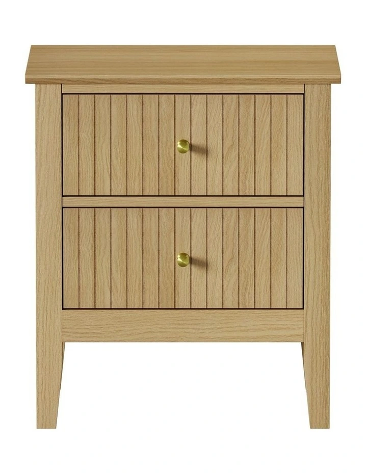 Oikiture Bedside Table 2 Drawers Nightstand Natural image 2