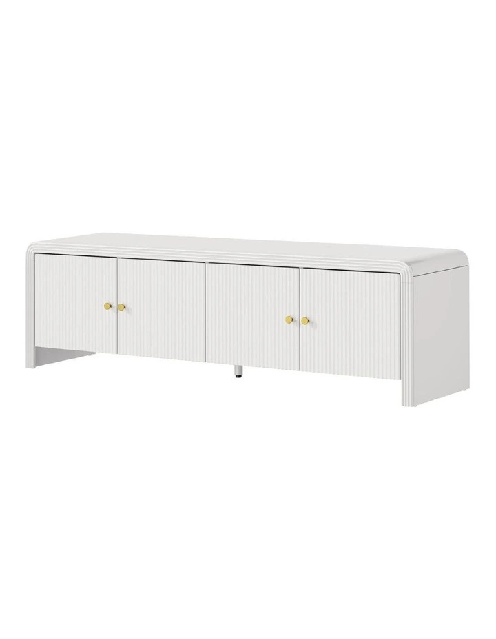 Oikiture TV Cabinet Entertainment Unit Stand 160cm White image 1