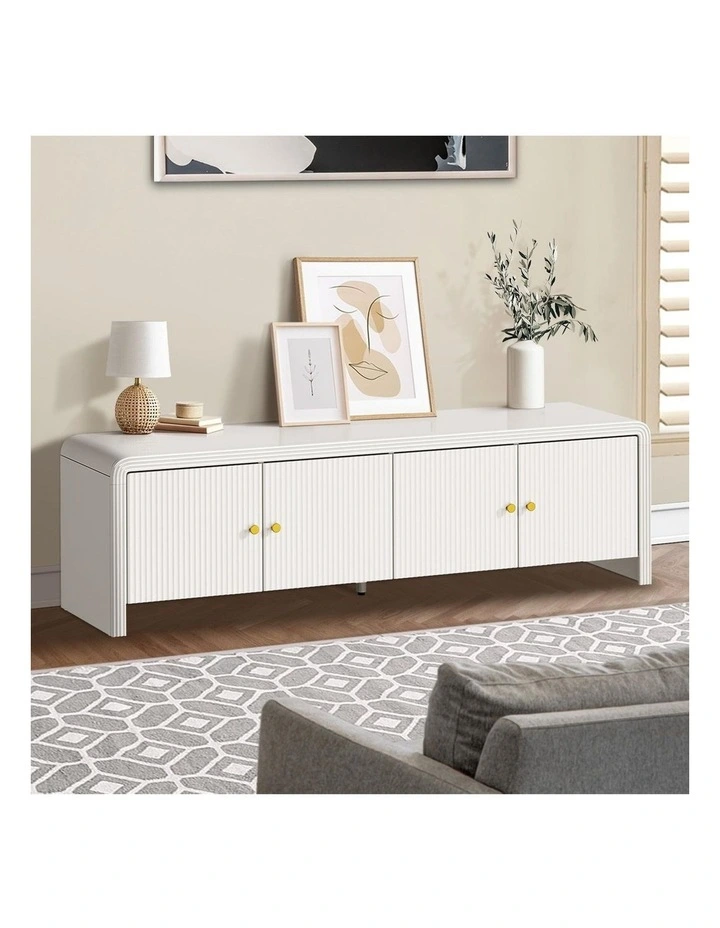 Oikiture TV Cabinet Entertainment Unit Stand 160cm White image 5