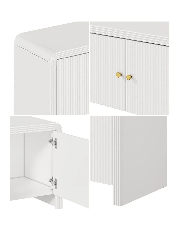 Oikiture TV Cabinet Entertainment Unit Stand 160cm White image 6