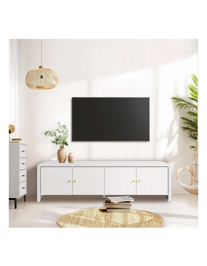 Oikiture TV Cabinet Entertainment Unit Stand 160cm White image 7