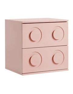 Oikiture Bedside Table 2 Drawers Nightstand Kid Storage Pink