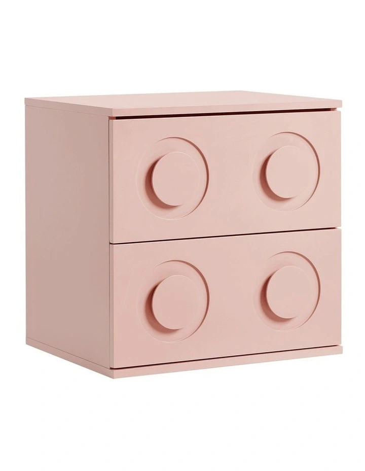 Oikiture Bedside Table 2 Drawers Nightstand Kid Storage Pink image 1