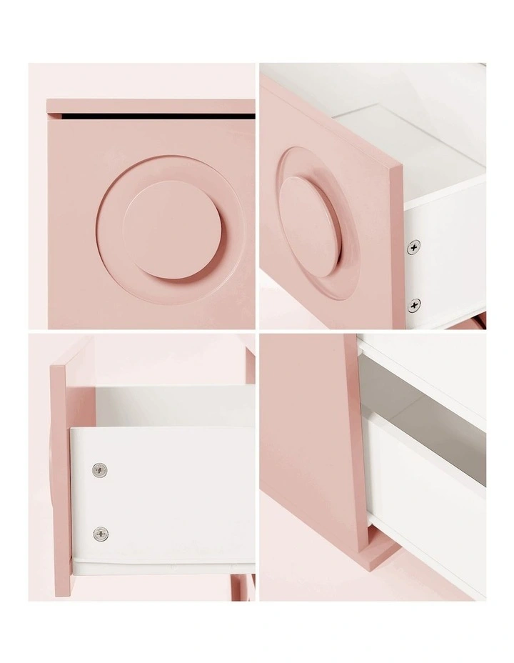 Oikiture Bedside Table 2 Drawers Nightstand Kid Storage Pink image 6