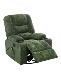 Oikiture Recliner Chair 360 Swivel Rocking Heated Electric Massage Chair Green