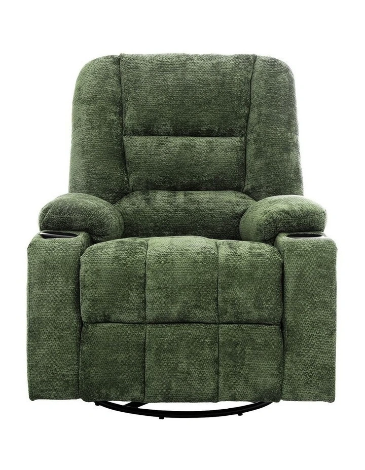 Oikiture Recliner Chair 360 Swivel Rocking Heated Electric Massage Chair Green image 2