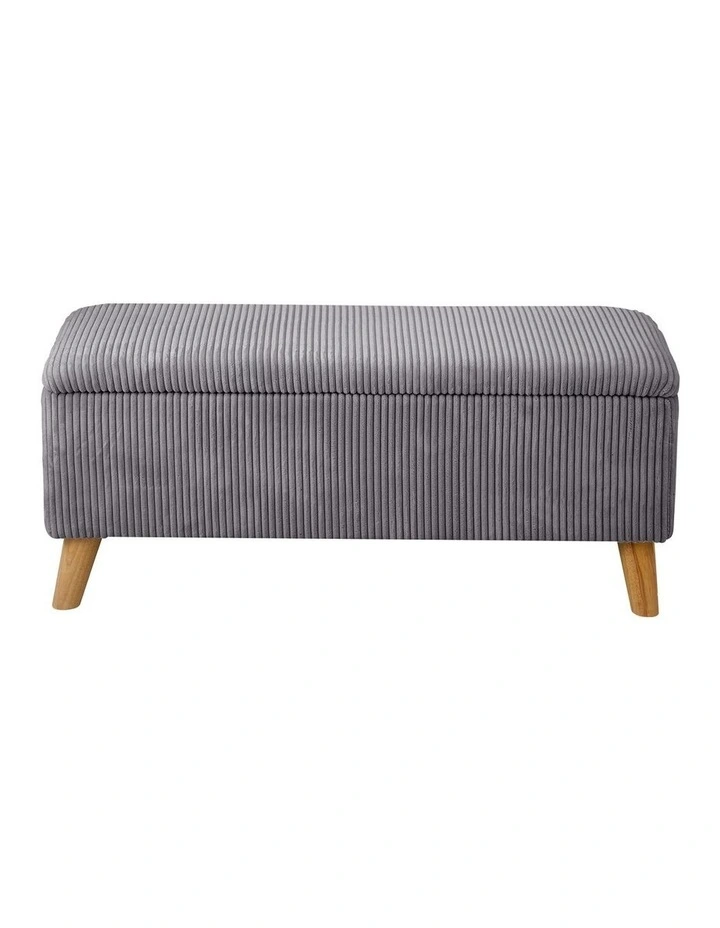 Oikiture Storage Ottoman Blanket Box Chest Toy Foot Stool LARGE Polyester Grey image 2