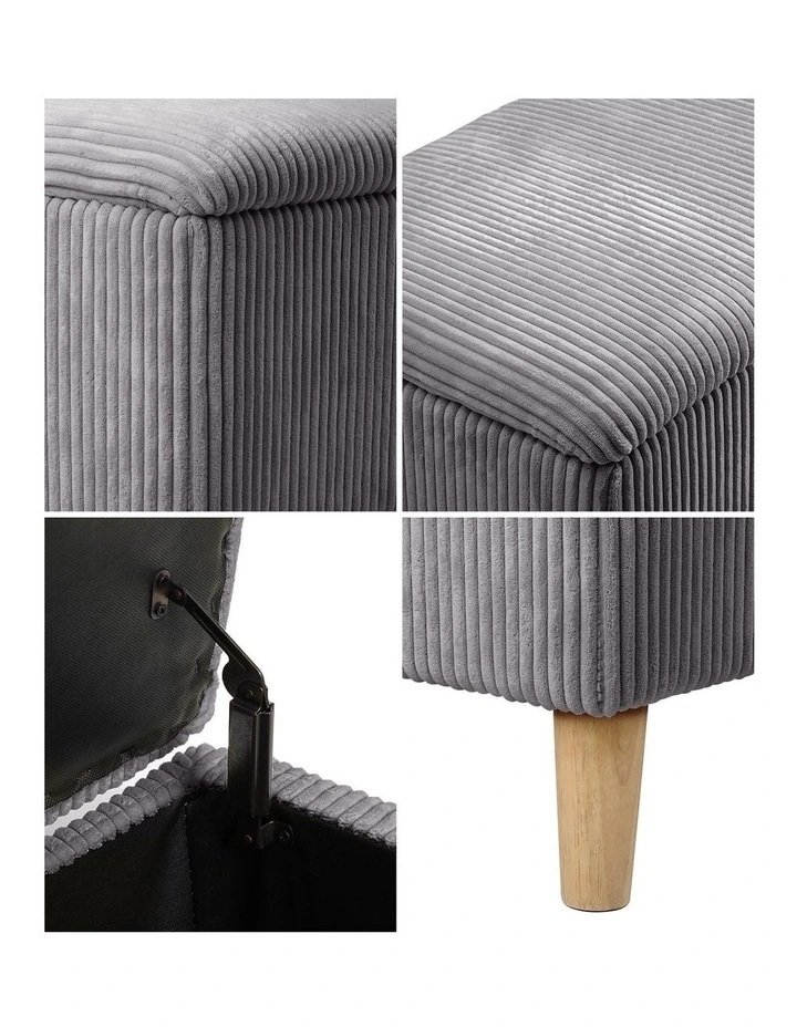 Oikiture Storage Ottoman Blanket Box Chest Toy Foot Stool LARGE Polyester Grey image 6