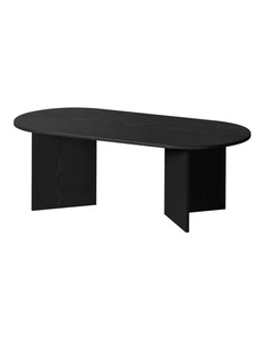 Oikiture Coffee Table Sofa End Table Oval Side Cafe Desk Timber Black