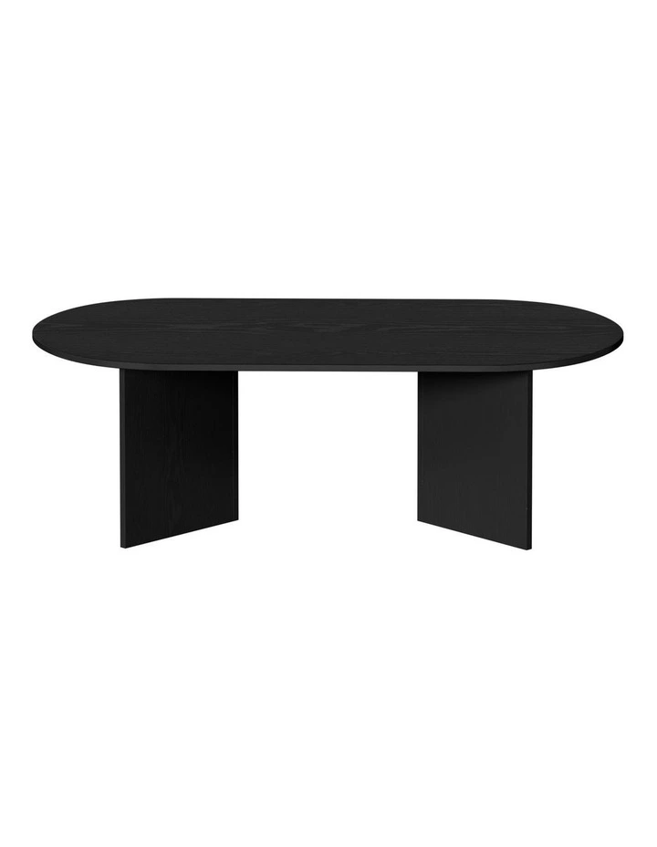 Oikiture Coffee Table Sofa End Table Oval Side Cafe Desk Timber Black image 2