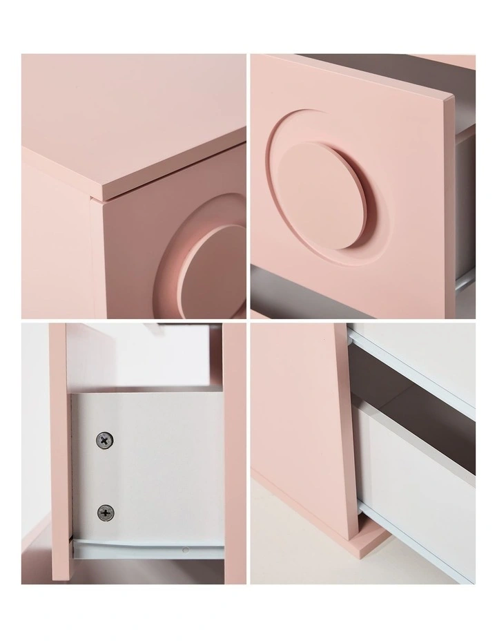 Oikiture 3 Chest of Drawers Kids Cabinet Bedroom Dresser Nightstand Pink image 6