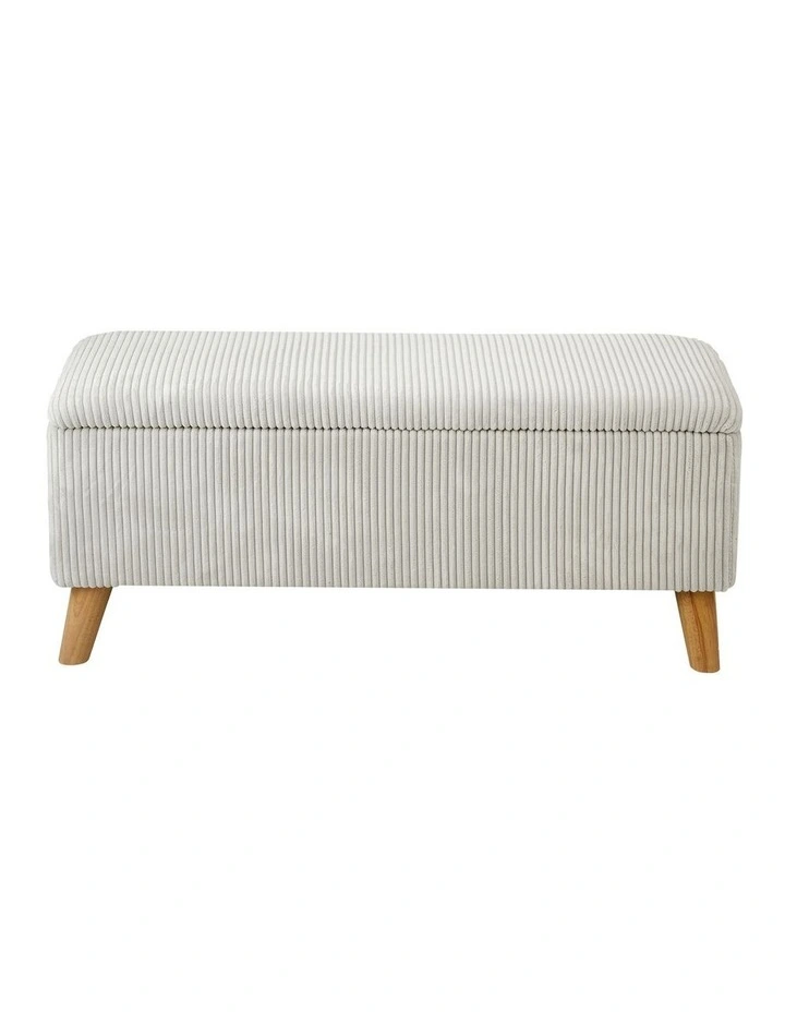 Oikiture Storage Ottoman Blanket Box Chest Toy Foot Stool LARGE Polyester Beige image 2
