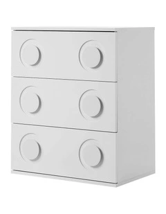 Oikiture 3 Chest of Drawers Spacious Cabinet Bedroom Dresser Nightstand White