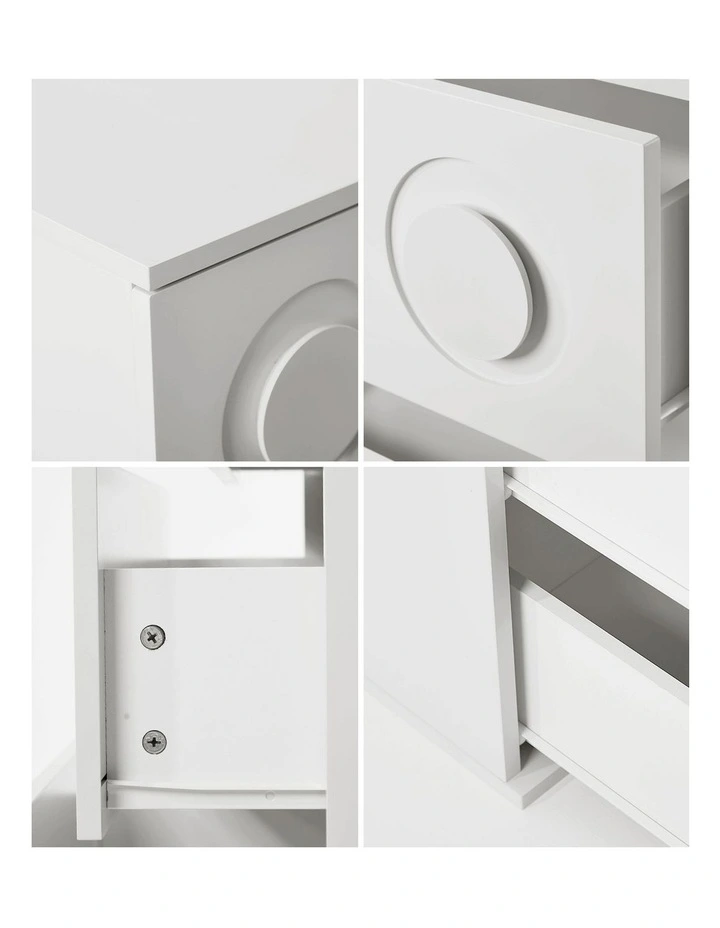 Oikiture 3 Chest of Drawers Spacious Cabinet Bedroom Dresser Nightstand White image 6