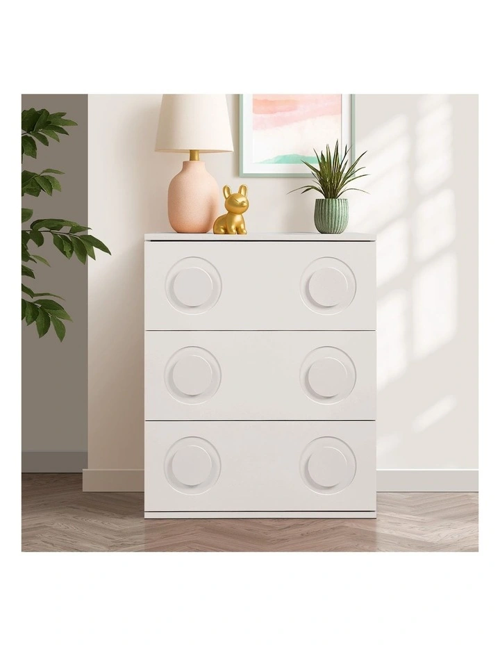 Oikiture 3 Chest of Drawers Spacious Cabinet Bedroom Dresser Nightstand White image 7